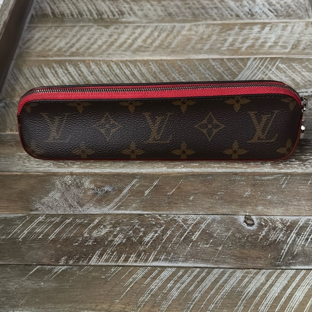 Louis Vuitton Red Leather/Monogram Canvas Elizabeth Pencil Pouch